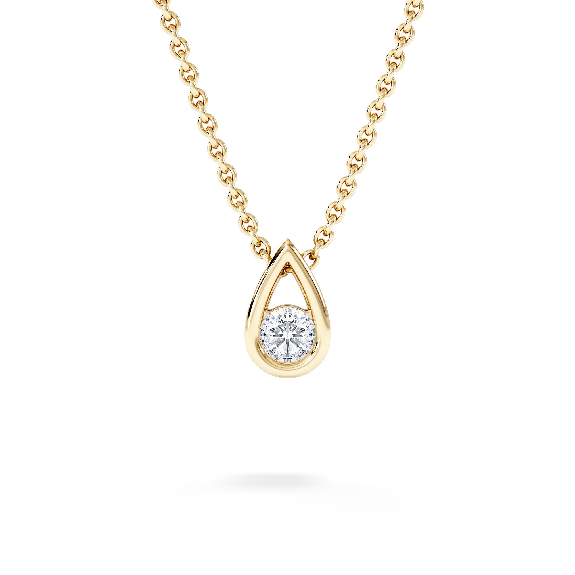 Teardrop 0.10ct Round Cut Lab Grown Solitaire Pendant Necklace in 18K Gold Vermeil